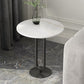 Round Stone Top Coffee Table Pedestal Slate with Metal Leg Modern