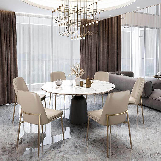 Faux Cuero y Metal Con comedor sin brazo y acento contemporáneo