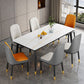 Metal 4 Legs Dining Table Contemporary Rectangle Stone Top Dining Table for Living Room Clearhalo 'Dining Tables & Seating' 'Dining Tables' 'dining_table' 'furn' 'furn_dining_table' 'Furniture' 'furniture_dining_table' 'Kitchen & Dining Furniture' 'kitchen' 'kitchen_dining_table' 1200x1200_ba015002-0f90-4c70-80db-104b487edc85