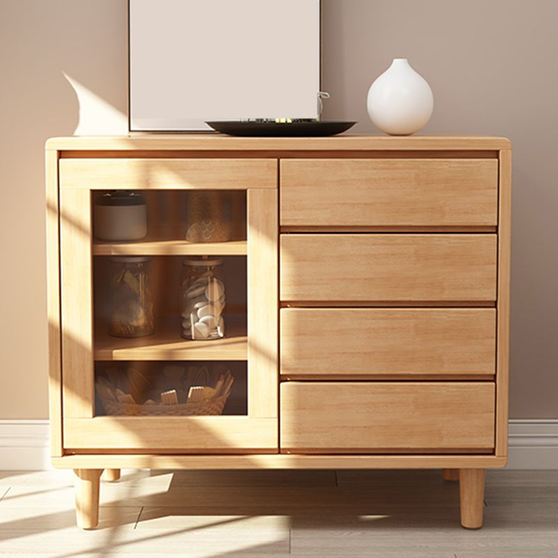 Mesa de buffet de madera sólida Modern de 31.5 pulgadas de 31.5 pulgadas con gabinete y cajones