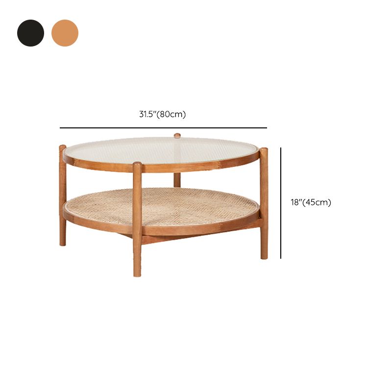 Tropical Cocktail Table Solid Wood Storage Round Coffee Cocktail Table Clearhalo 'Coffee & Accent Tables' 'Coffee Tables' 'coffee_tables' 'furn' 'furn_coffee_tables' 'Furniture' 'Living Room Furniture' 1200x1200_ba02cd7d-44ab-4752-b5c9-56611195d6cf