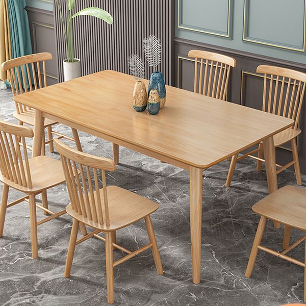 Modern Style Rubberwood Solid Wood Dining Table Brown Rectangle Table with 4 Legs for Home Use Clearhalo ' dining_table' 'Dining Tables & Seating' 'Dining Tables' 'furn' 'furn_dining_table' 'Furniture' 'furniture_dining_table' 'Kitchen & Dining Furniture' 'kitchen&dining_furn' 'kitchen' 'kitchen_dining_table' 1200x1200_ba02f101-58d5-4e2f-82e8-f7b06dd9e033