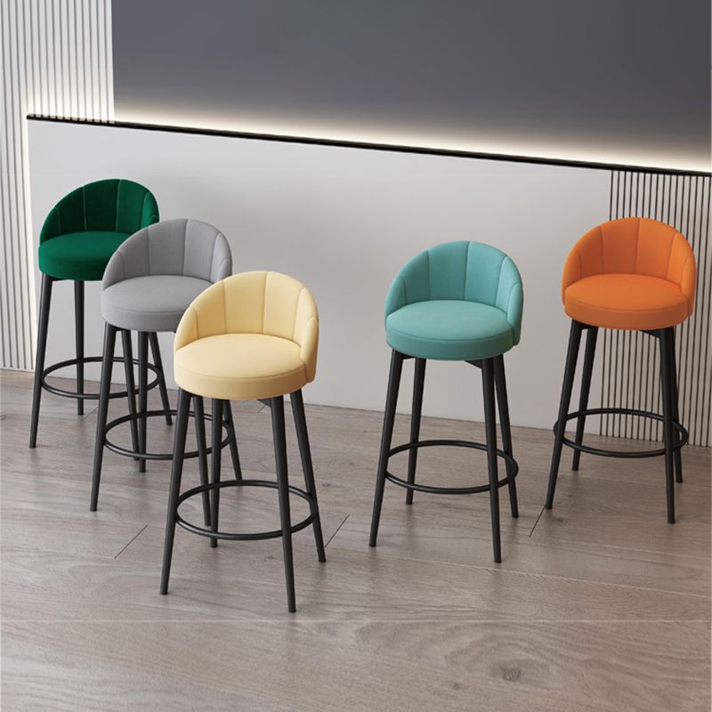 Glam Metal Upholstered Barstool Indoor Bar Stool with Cushion and Low Back Clearhalo 'Bar Furniture' 'Bar Stools' 'bar_stools' 'furn' 'furn_bar_stools' 'furniture_bar_stools' 'Kitchen & Dining Furniture' 'kitchen&dining_furn' 'kitchen' 'kitchen_furn' Furniture' 1200x1200_ba033c8d-5db0-4d5b-8391-2cbb813eab4c