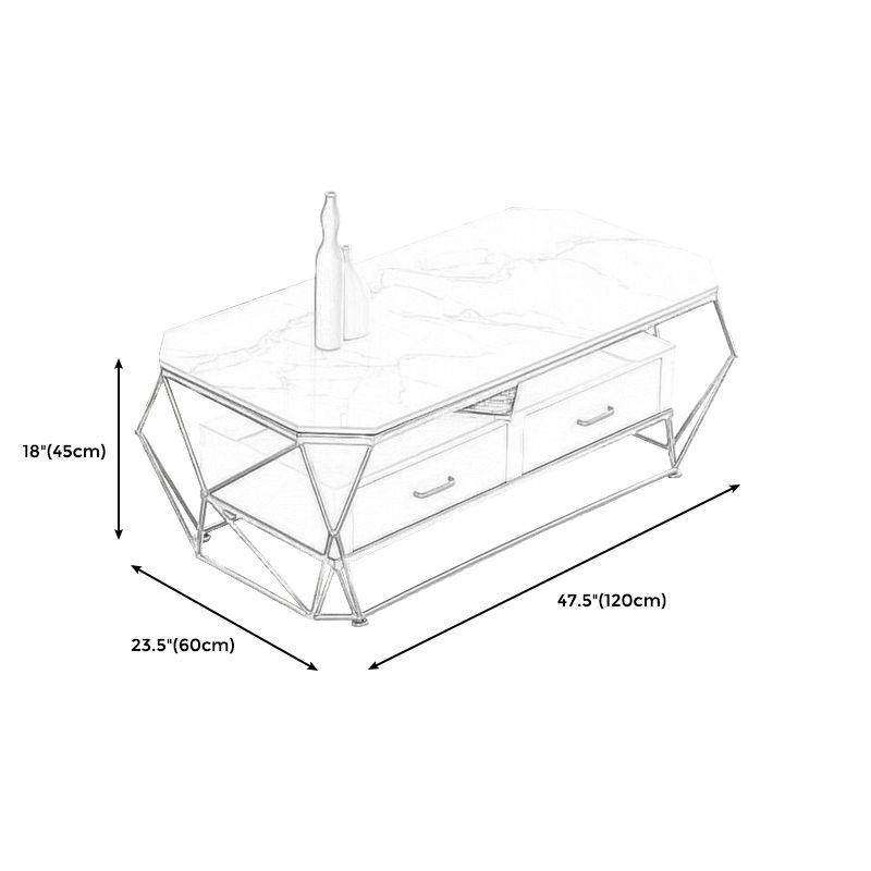 Modern Slate Geometric Coffee Table Gold Metal Frame Coffee Table with Storage Clearhalo 'Coffee & Accent Tables' 'Coffee Tables' 'coffee_tables' 'furn' 'furn_coffee_tables' 'Furniture' 'furniture_coffee_tables' 'Living Room Furniture' 1200x1200_ba07514e-32df-4f8d-b5ec-c122f651ef6a