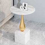 Tabella laterale piedistallo larga 13,77 "Modernistica tavolo da snack laterale in metallo