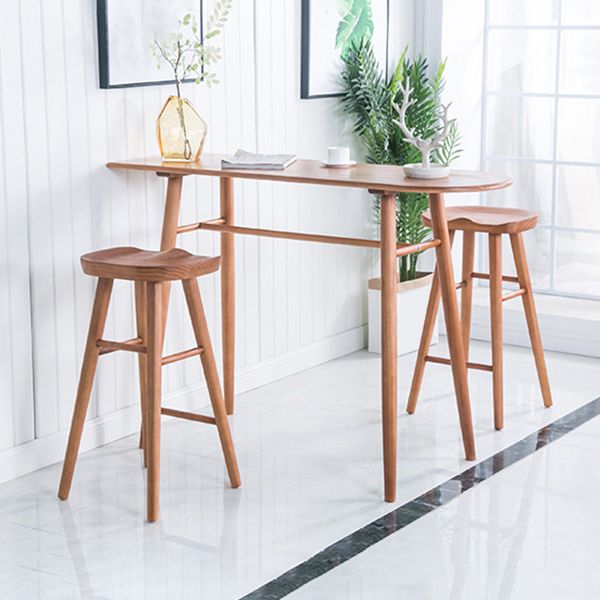 Contemporary Brown Wood Bar Table Free Form Counter Height Table with 4 Legs Clearhalo 'Bar Furniture' 'Bar Tables' 'bar_tables' 'furn' 'furn_bar_tables' 'Furniture' 'Kitchen & Dining Furniture' 1200x1200_ba08c9c3-39dd-4b99-bb73-2ffbdbdaa409