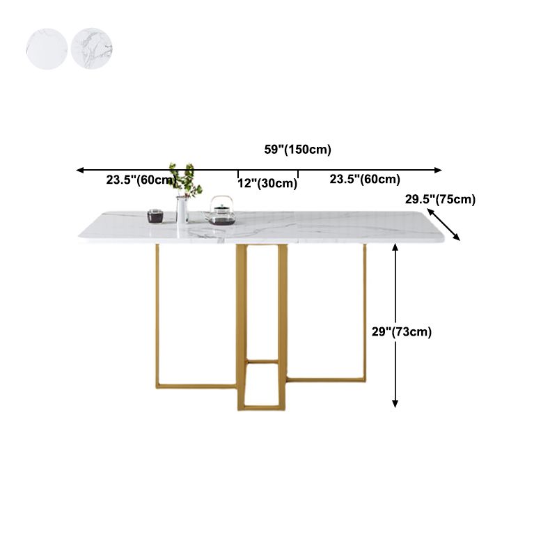 Modern Foldable White Table for Restaurant Rectangle Table with Trestle Base Clearhalo 'Dining Tables & Seating' 'Dining Tables' 'dining_table' 'furn' 'furn_dining_table' 'Furniture' 'Kitchen & Dining Furniture' 1200x1200_ba08d949-c190-4d03-834e-bb517b7623e8