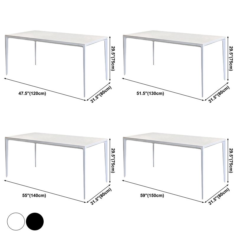 Contemporary Style Home Sintered Stone Dining Table Rectangle Shape Table with Metallic Base Clearhalo ' dining_table' 'Dining Tables & Seating' 'Dining Tables' 'furn' 'furn_dining_table' 'Furniture' 'furniture_dining_table' 'Kitchen & Dining Furniture' 'kitchen&dining_furn' 'kitchen' 'kitchen_dining_table' 1200x1200_ba096e34-83e9-4ad5-8ba9-a0e420fe5376