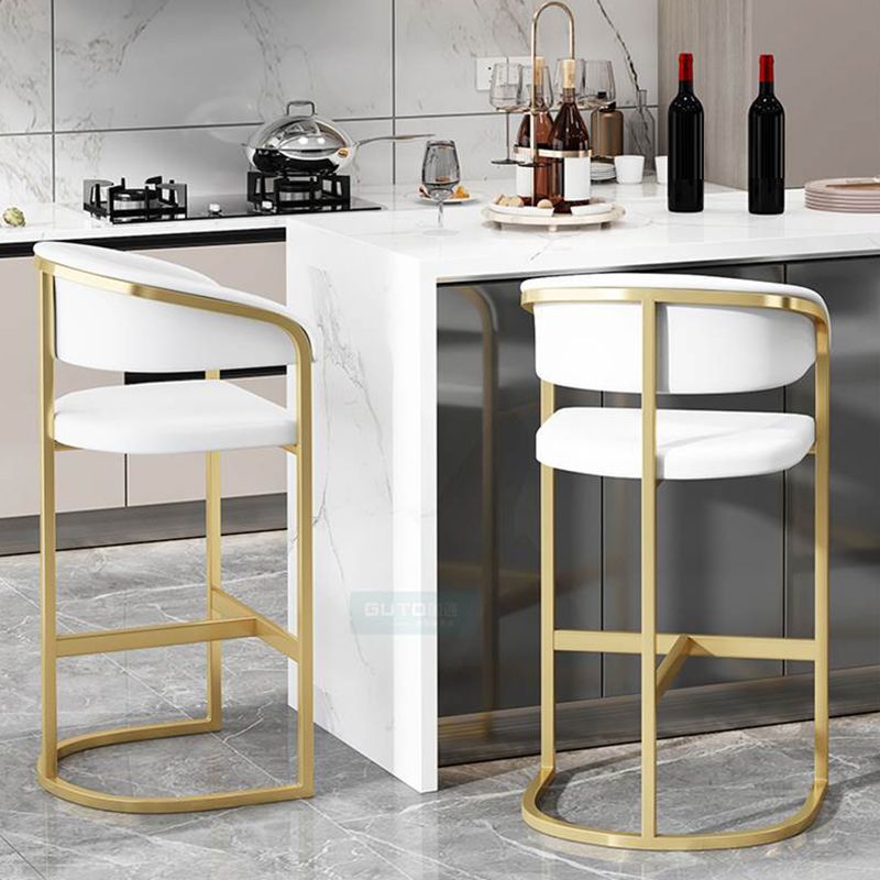 Glam Armrest Backrest Counter Stool Iron Bar Stool with Leather Cushion and Pedal Clearhalo 'Bar Furniture' 'Bar Stools' 'bar_stools' 'furn' 'furn_bar_stools' 'Furniture' 'Kitchen & Dining Furniture' 1200x1200_ba0b1246-39fa-4d43-9a0a-9eaaa231047b