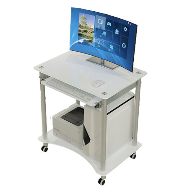 Contemporary Glass Computer Desk Keyboard Tray Rectangular Office Desk Clearhalo 'furn' 'furn_office_desk' 'Furniture' 'Office Desks' 'Office Furniture' 'office_desk' 1200x1200_ba0b13e2-248e-4789-adb1-b93f289900b5