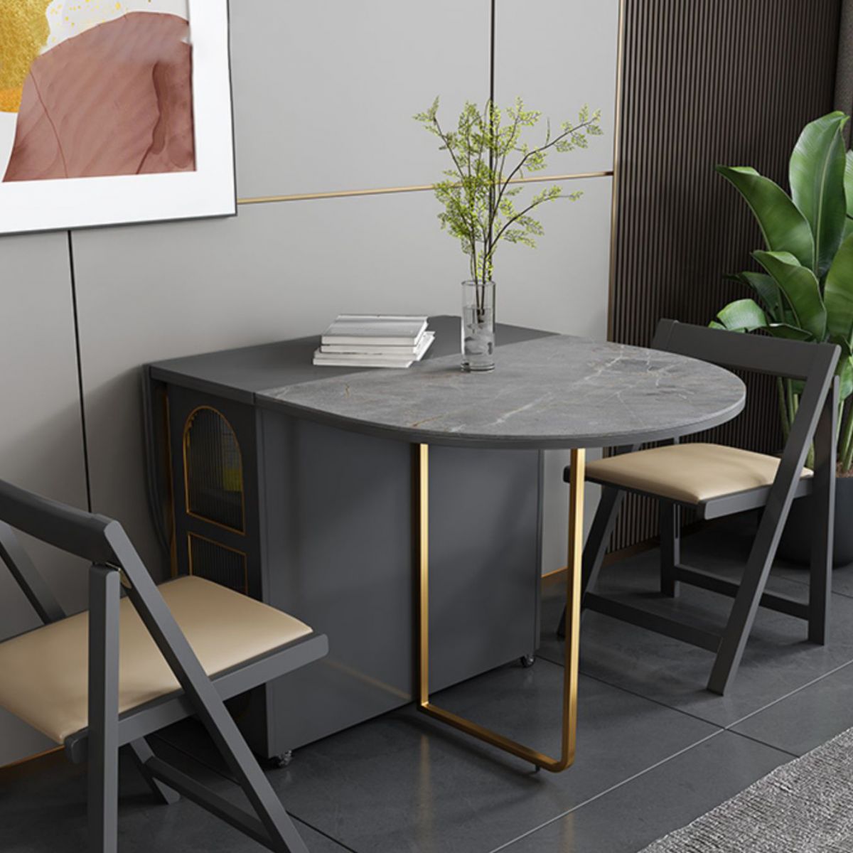 59''L Minimalist Folding Kitchen Dining Table Oval Dining Table with Pedestal Base Clearhalo ' dining_table' 'Dining Tables & Seating' 'Dining Tables' 'furn' 'furn_dining_table' 'Furniture' 'furniture_dining_table' 'Kitchen & Dining Furniture' 'kitchen&dining_furn' 'kitchen' 'kitchen_dining_table' 1200x1200_ba0b50b8-63c7-4492-955f-df23ffe9b18d