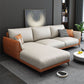 Scandinavian Stationary Faux leather Square Arm Cushion Back Sofa & Chaise