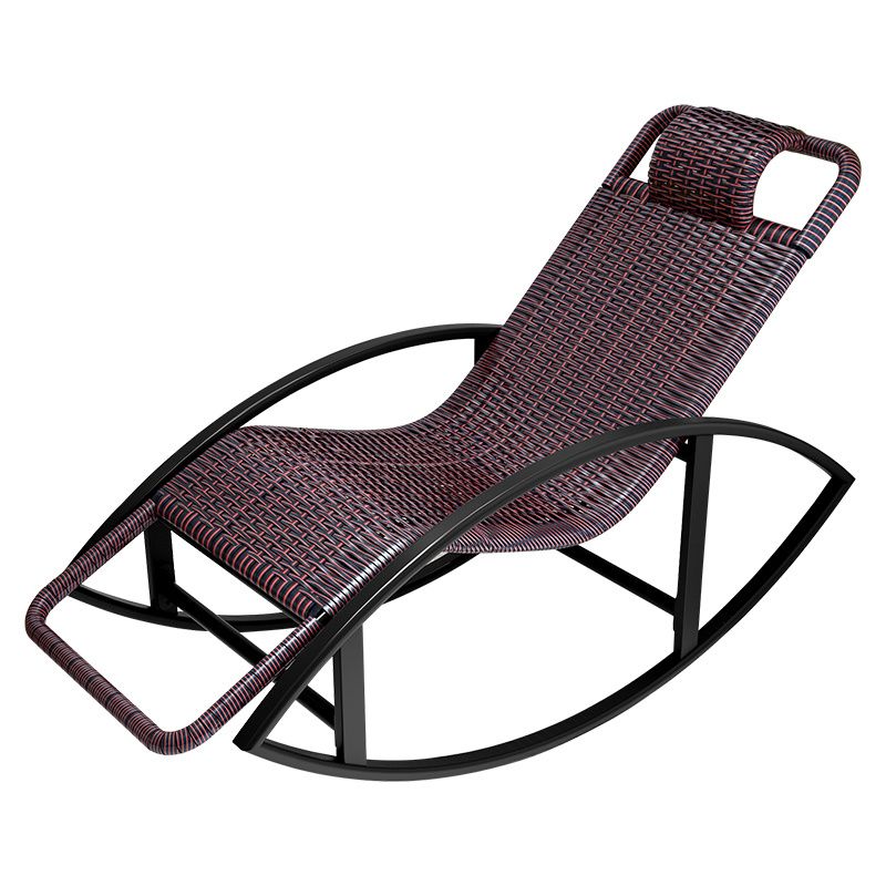 Chaise de fauteuil inclinable créatif chaise de rocker extérieur en osier avec des jambes sombres