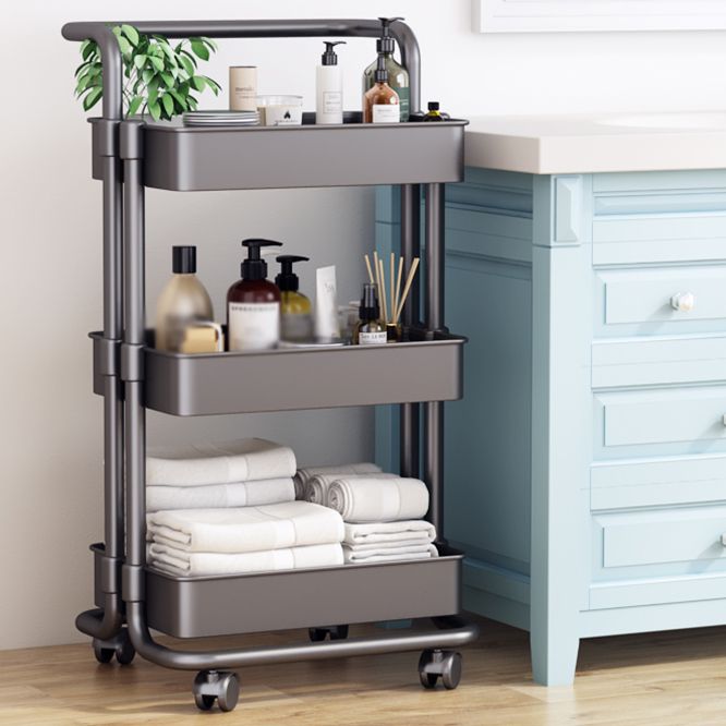 Modern Metal Frame Etagere Bookshelf White and Black Bookcase with Caster Wheels Clearhalo 'Bookcases' 'furn' 'furn_bookcases' 'Furniture' 'Office Furniture' 1200x1200_ba0de4cb-4a25-4ec3-9d5d-aec374d8f384