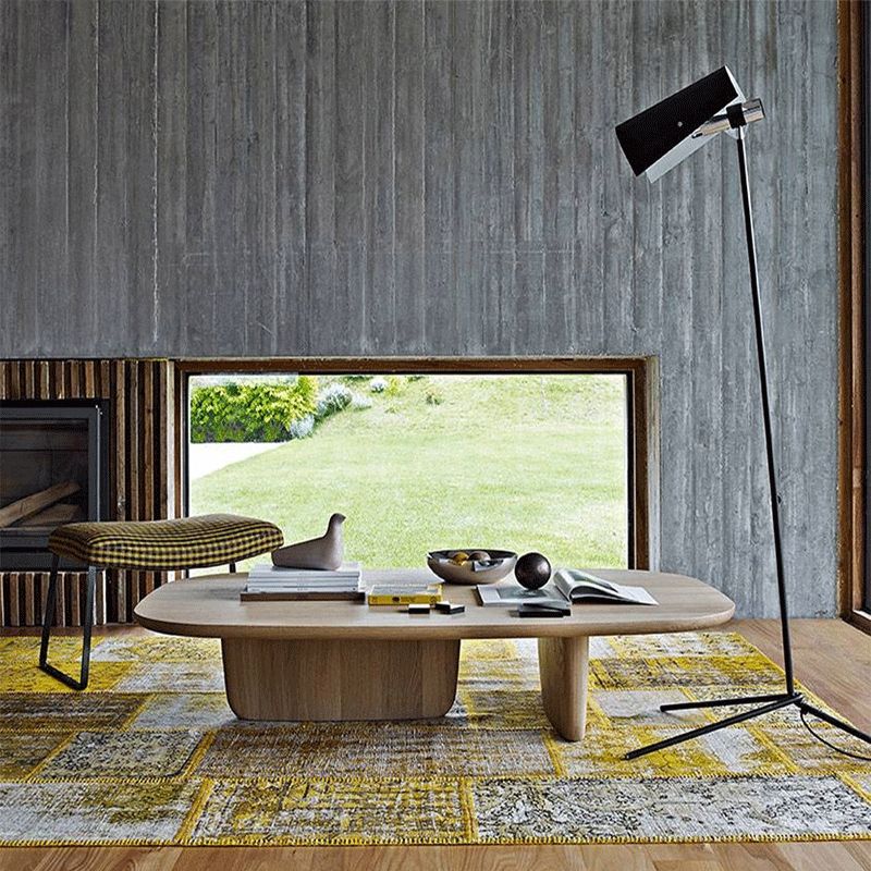 Solid Wood Coffee Table with 2 Legs and Rectangle Top Scandinavian