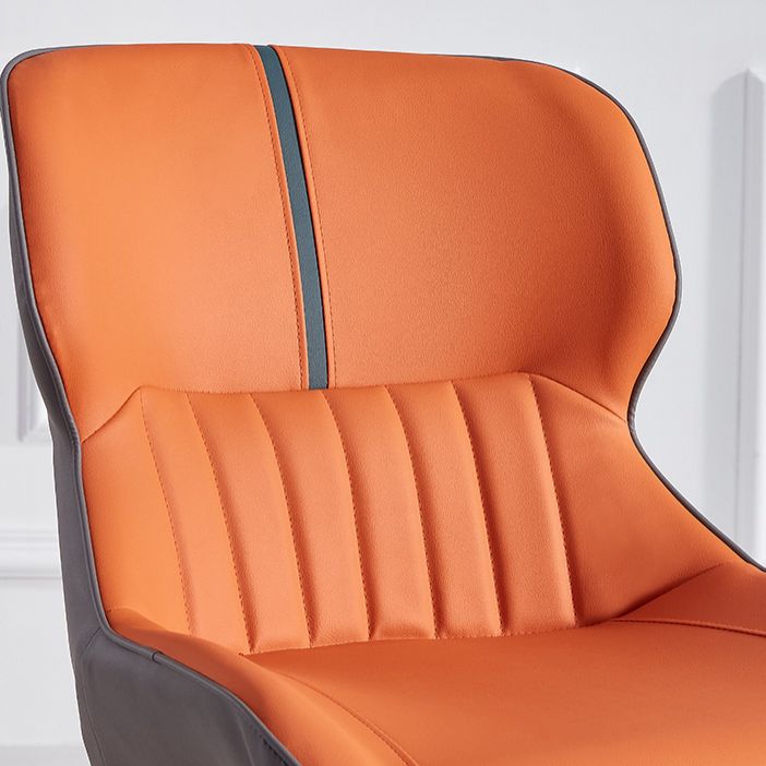 Contemporary Dining Arm Chairs Matte Finish Leather Curved Parsons Chair Clearhalo ' kitchen&dining_furn' 'Dining Chairs' 'Dining Tables & Seating' 'dining_chair' 'furn' 'furn_dining_chair' 'Furniture' 'furniture_dining_chair' 'Kitchen & Dining Furniture' 'kitchen' 1200x1200_ba0e6818-9a1b-4d2c-9381-494345a1e95d