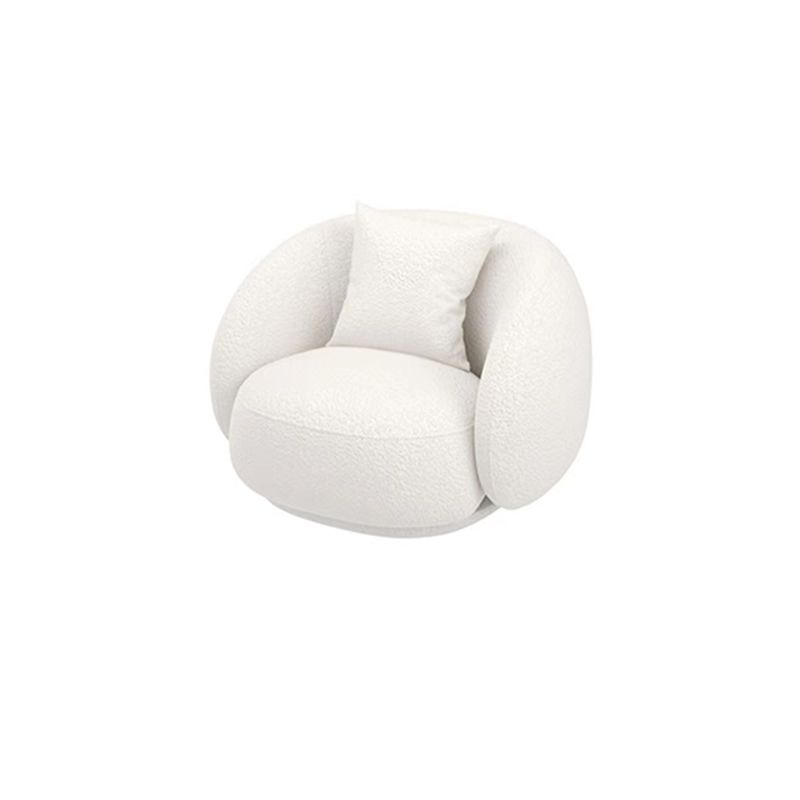 Moderne witte/grijze wol gebogen bank strakke achterkant -stationaire sectionele sectionele