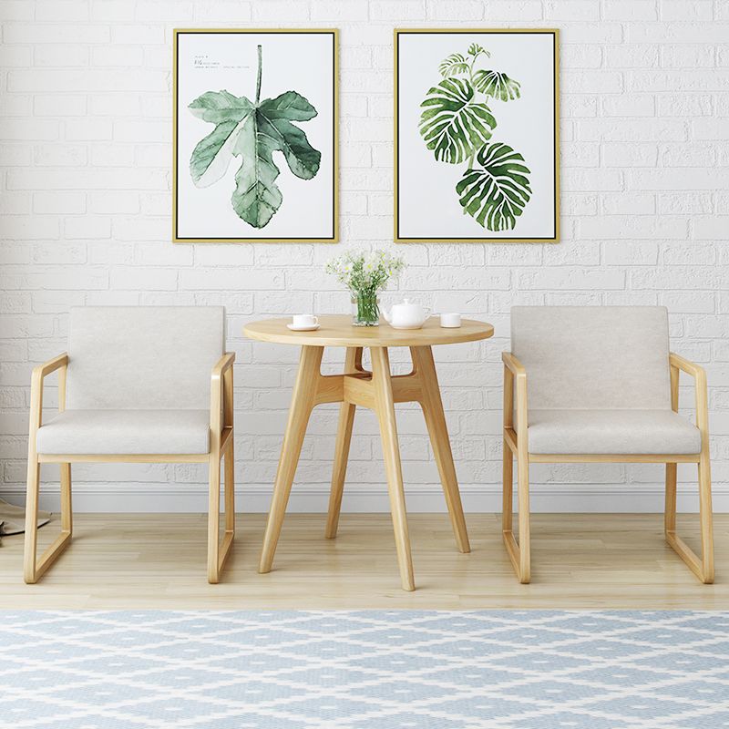 Round Modern Dining Table Wood Color Fixed Table with Ashwood Solid Wood Clearhalo ' dining_table' 'Dining Tables & Seating' 'Dining Tables' 'furn' 'furn_dining_table' 'Furniture' 'furniture_dining_table' 'Kitchen & Dining Furniture' 'kitchen&dining_furn' 'kitchen' 'kitchen_dining_table' 1200x1200_ba0f6a73-1341-4080-99d7-527fda1bb788