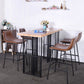 Industrial Rectangle Bistro Table Double Pedestal Solid Wood Bar Height Table in Brown