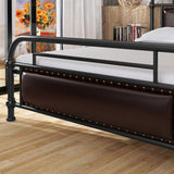 Industrial Nailhead Upholstered Bed Frame Metal 43.3" Tall Bed Clearhalo 'Bedroom Furniture' 'Beds' 'furn' 'furn_beds' 'Furniture' 1200x1200_ba0ffb95-cd1a-4f1a-9607-58820c5e4923