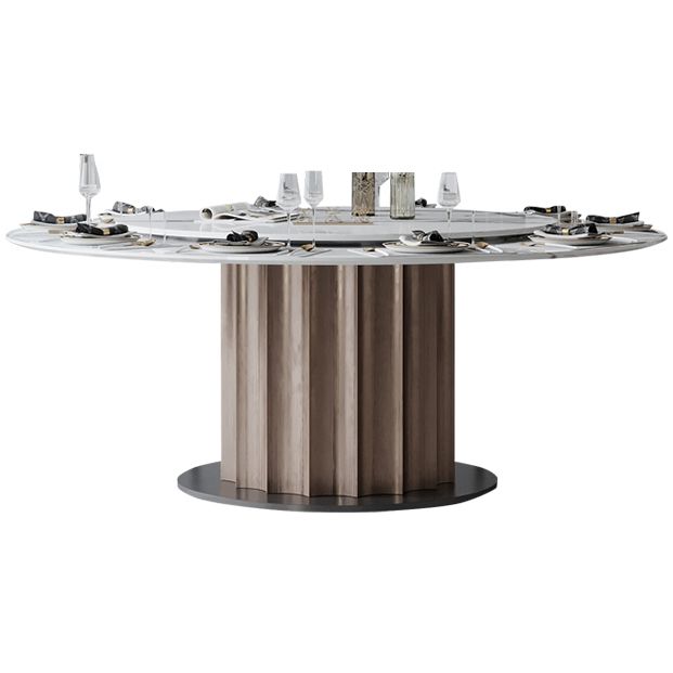 Round Pedestal Dining Table Traditional Luxury Furniture with Turntable Clearhalo 'Dining Tables & Seating' 'Dining Tables' 'dining_table' 'furn' 'furn_dining_table' 'Furniture' 'Kitchen & Dining Furniture' 1200x1200_ba1022b6-b927-4fe7-b025-9f90541889c1