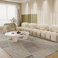 Round Wood Simple Coffee Table Nordic 4 Legs Cocktail Table - 13.8" H