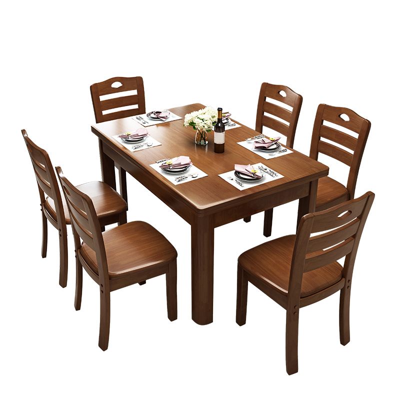 Modern Standard Height Furniture 7 Pcs Solid Wood Rectangle Dinette Table with Chair Clearhalo 'Dining Room Sets' 'Dining Tables & Seating' 'dining_room_set' 'furn' 'furn_dining_room_set' 'Furniture' 'Kitchen & Dining Furniture' 1200x1200_ba153b1e-dde5-4103-a05d-ba07976a8c34