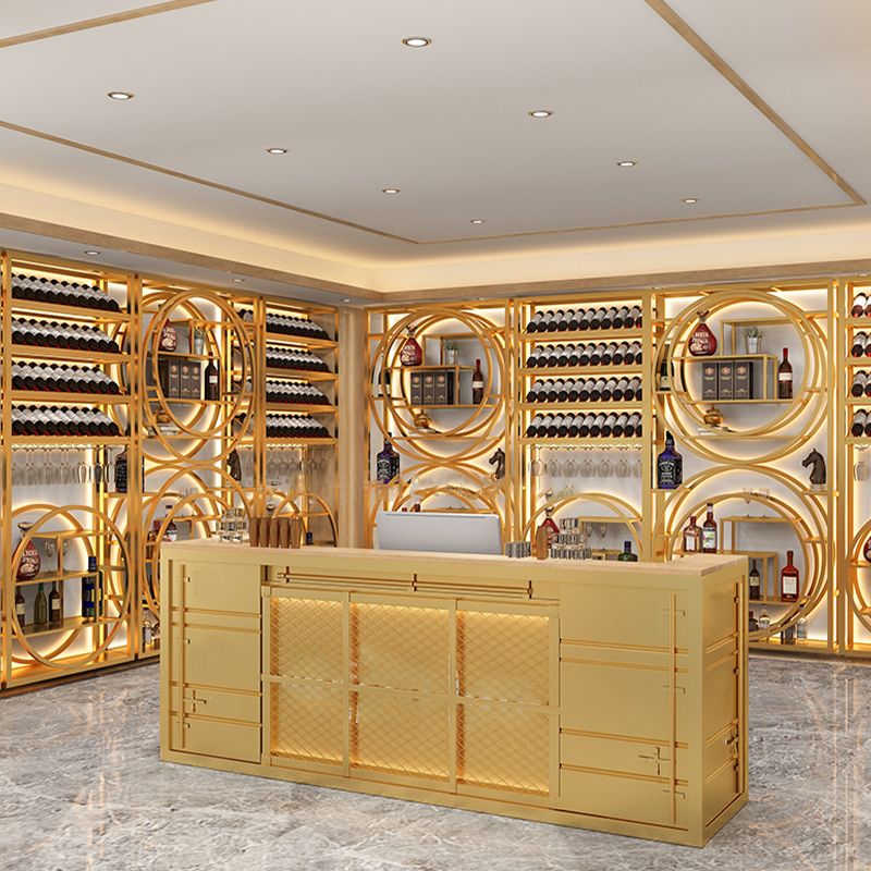 豪華なワインボトルラックメタルブラックとゴールドワインラックボトルの床