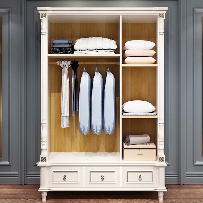 Traditional Wardrobe Armoire White Wooden Wardrobe Cabinet with Legs Clearhalo 'Armoires & Wardrobes' 'armoires_wardrobes' 'Bedroom Furniture' 'furn' 'furn_armoires_wardrobes' 'Furniture' 1200x1200_ba177563-c84a-4719-ac25-b17654c4f427