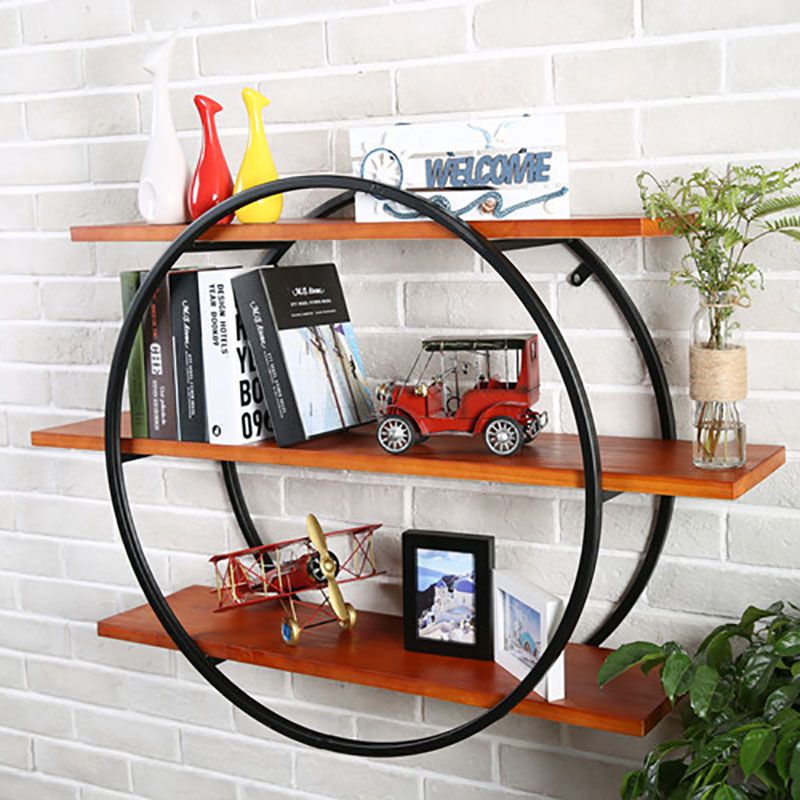 Industrial Horizontal Wall Unit Bookshelf Iron Frame Solid Wood Shelf Bookshelf Clearhalo 'Bookcases' 'furn' 'furn_bookcases' 'Furniture' 'furniture_bookcases' 'kitchen' 'kitchen_bookcases' 'Living Room Furniture' 'Office Furniture' 1200x1200_ba178efa-30c7-486f-a849-eb62b60b1eb5