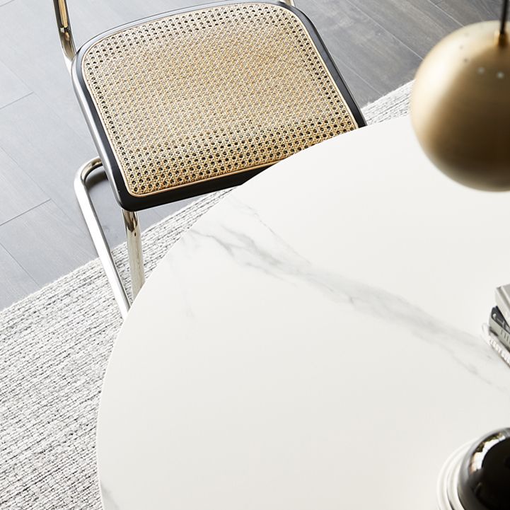 Contemporary Round Dining Table Sintered Stone Table with Brass Tulip Base Clearhalo ' dining_table' 'Dining Tables & Seating' 'Dining Tables' 'furn' 'furn_dining_table' 'Furniture' 'furniture_dining_table' 'Kitchen & Dining Furniture' 'kitchen&dining_furn' 'kitchen' 'kitchen_dining_table' 1200x1200_ba186b5d-8c9c-47c0-a62e-987bfa182f80
