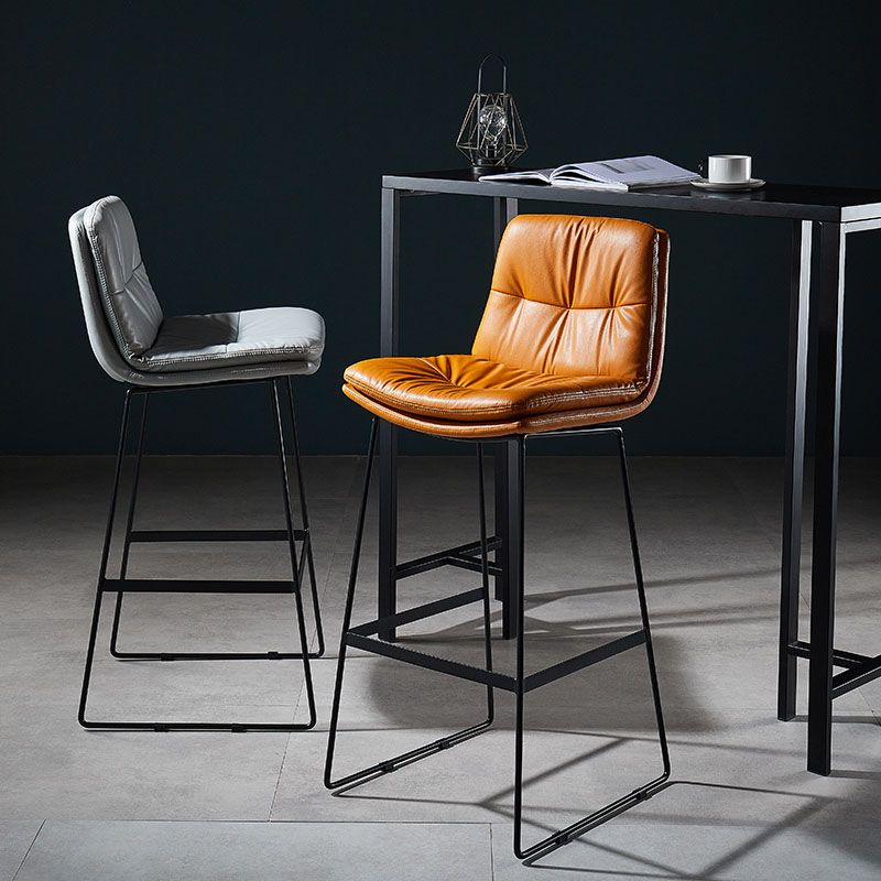 Scandinavian Matte Finish Leather Barstool Restaurant Upholstered Stool Clearhalo 'Bar Furniture' 'Bar Stools' 'bar_stools' 'furn' 'furn_bar_stools' 'Furniture' 'furniture_bar_stools' 'Kitchen & Dining Furniture' 1200x1200_ba18e719-1642-4142-8d6e-49e6ca10def9