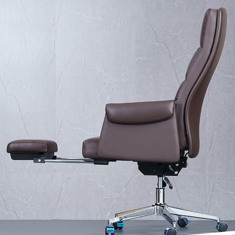Zeitgenössischer Managerstuhl mit hoher Rückenlehne, brauner Chefsessel aus Kunstleder
