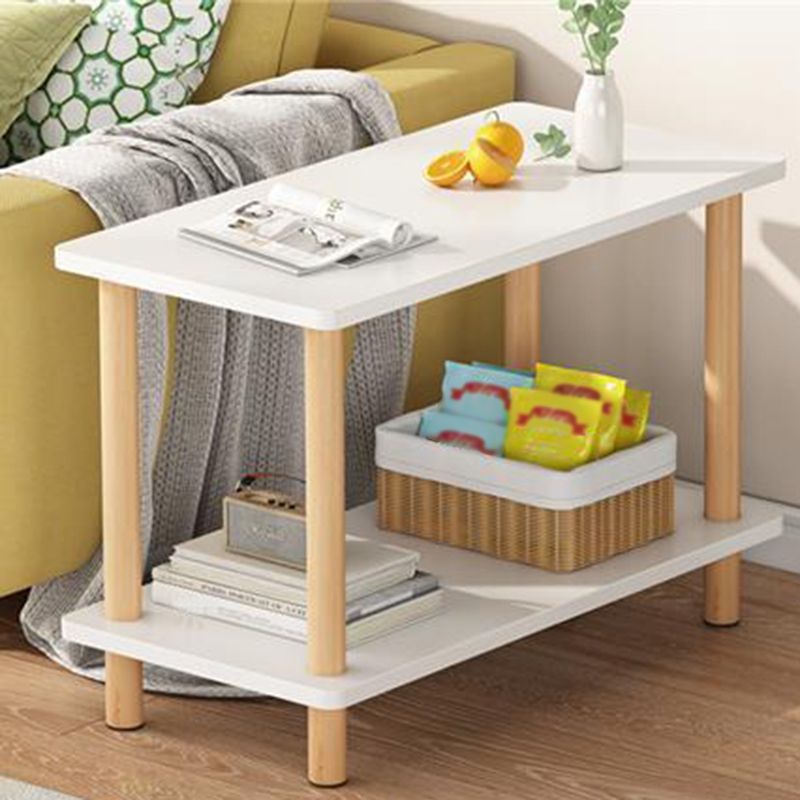 Scandinavian Wood Top End Table 4 Legs Sofa Side Table with Storage