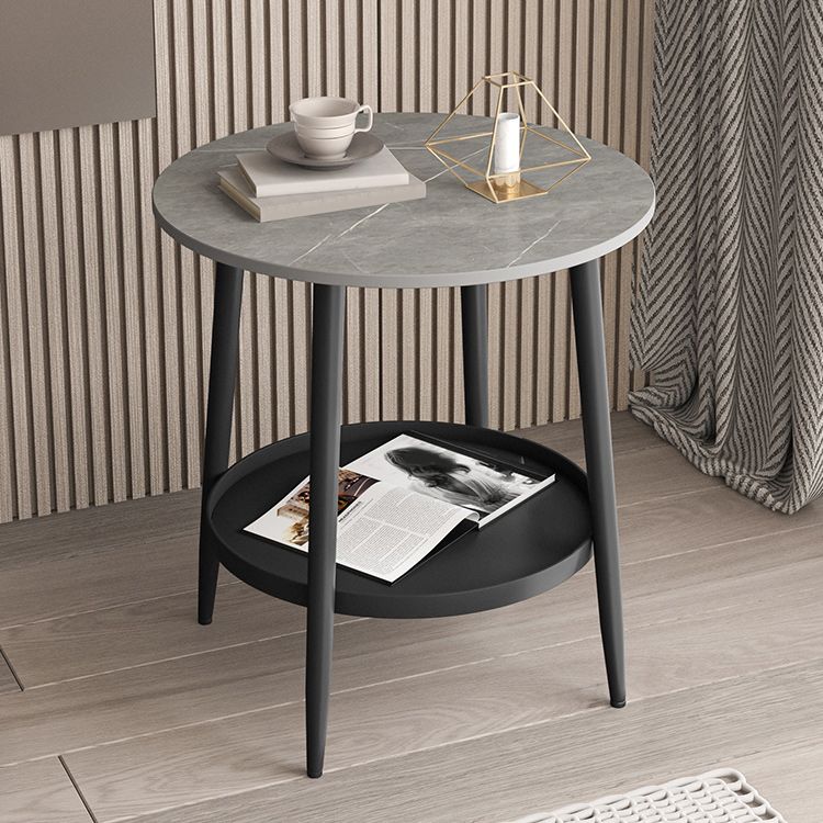 4 Legs Round Side Table Modern  Slate Sofa Corner Table with Storage