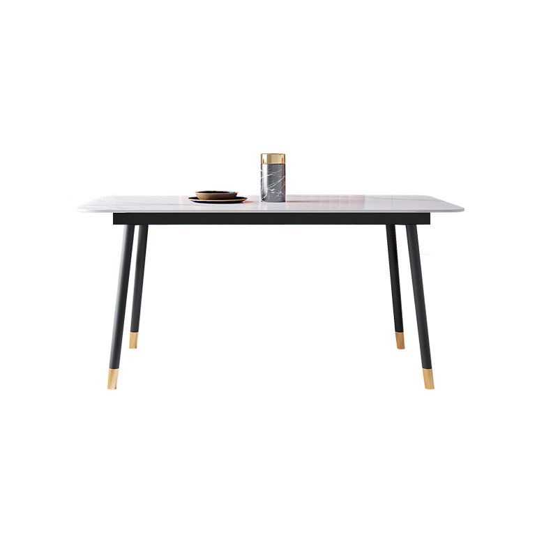 Metal Modern Rectangle Dining Table Sintered Stone Top Table with 4 Legs Clearhalo 'Dining Tables & Seating' 'Dining Tables' 'dining_table' 'furn' 'furn_dining_table' 'Furniture' 'Kitchen & Dining Furniture' 1200x1200_ba1fc1f5-c5ee-4789-add7-d063932ae6a9