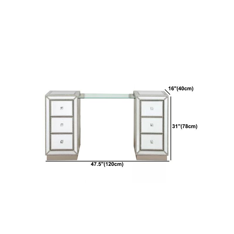 Sliver Glass Vanity Set 15.74" Wide Make-up Vanity with 6 Storage Drawers Clearhalo 'Bedroom Furniture' 'furn' 'furn_makeup_vanities' 'Furniture' 'Makeup Vanities' 'makeup_vanities' 1200x1200_ba1fcb65-3aa2-4460-aa2b-98e273ff9f4e