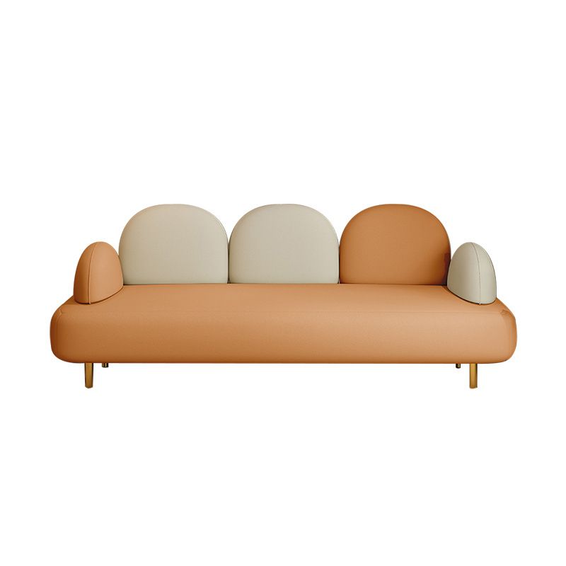 Modern Faux Leather Sofa Metal Gold Legs Recessed Arm Curved Sofa Clearhalo 'furn' 'furn_sofas' 'Furniture' 'furniture_sofas' 'kitchen' 'kitchen_sofas' 'Living Room Furniture' 'Sofa' 'sofas' 1200x1200_ba203acf-bb65-4e6a-bf5c-dbbdebdc2ce6