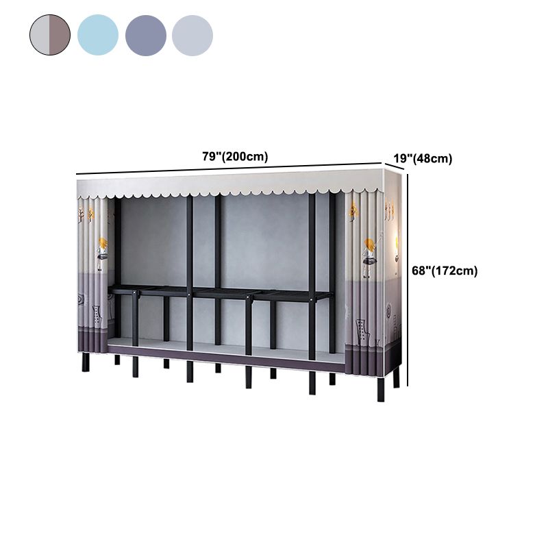 Black Steel Frame Wardrobe Contemporary Folding Wardrobe Armoire Clearhalo 'Armoires & Wardrobes' 'armoires_wardrobes' 'Bedroom Furniture' 'furn' 'furn_armoires_wardrobes' 'Furniture' 1200x1200_ba217187-7281-4f8a-b6fe-490699ef2186