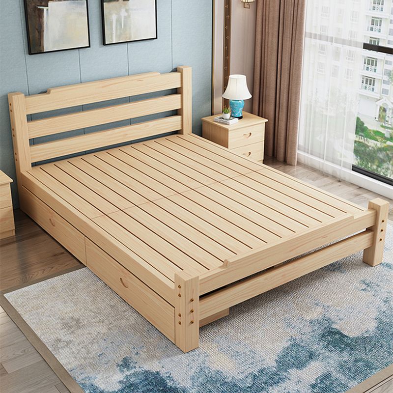 Letto in legno di pino in letto scandinavo a brone chiaro con testiera