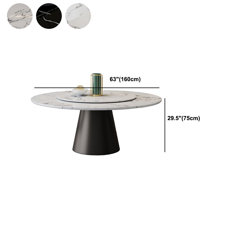 White-black Stone Round Table Turntable Home Furniture with Pedestal Base Clearhalo 'Dining Tables & Seating' 'Dining Tables' 'dining_table' 'furn' 'furn_dining_table' 'Furniture' 'Kitchen & Dining Furniture' 1200x1200_ba220cea-eb8a-4fc8-afb0-e7d61dfe4dc6