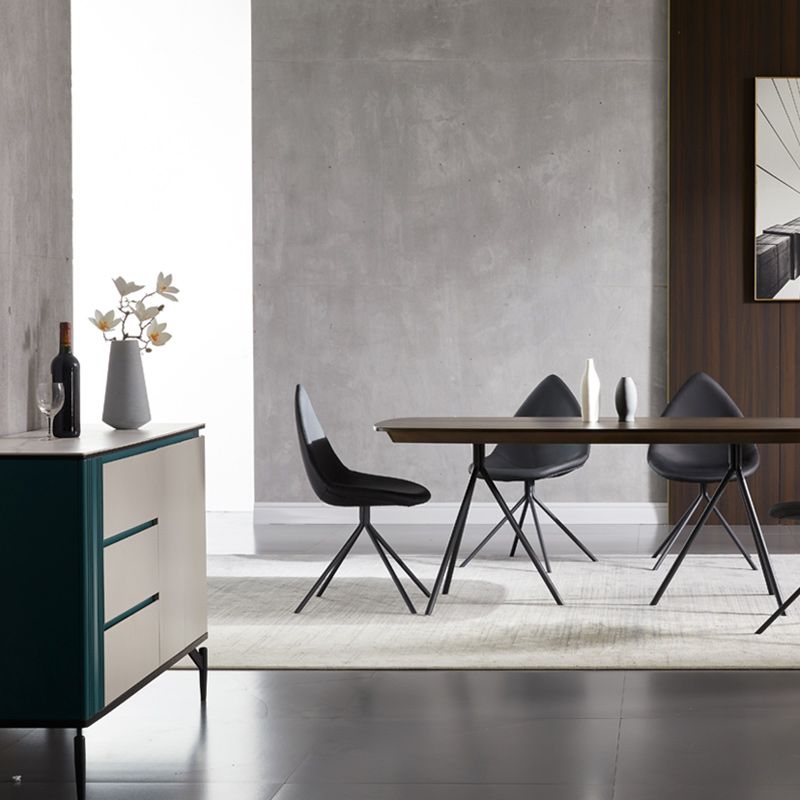 Silla de comedor de comedor moderno sillas de metal negro sillas de comedor sin brazo