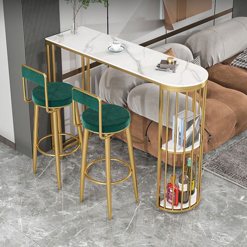 Stone Top Cocktail Table Glam Style 42-inch Height Metal Base Bar Table Clearhalo 'Bar Furniture' 'Bar Tables' 'bar_tables' 'furn' 'furn_bar_tables' 'Furniture' 'furniture_bar_tables' 'Kitchen & Dining Furniture' 'kitchen&dining_furn' 'kitchen' 1200x1200_ba2526e0-0a1a-40e5-93f4-f413725c688b