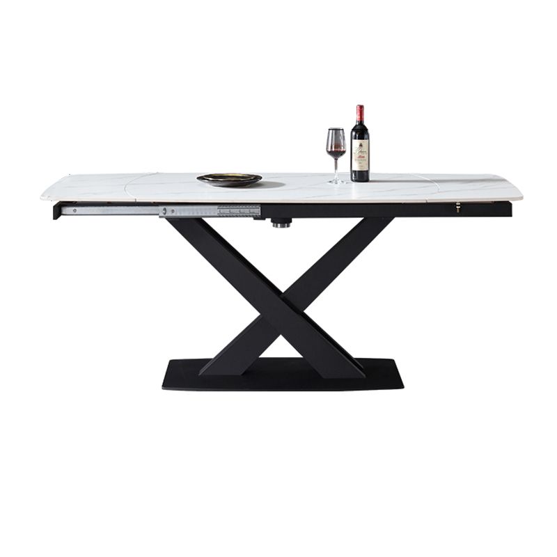 Modern Adjustable 1/4/5/7 Dining Table Set Rectangle Indoor Dinette Set in White Clearhalo 'Dining Room Sets' 'Dining Tables & Seating' 'dining_room_set' 'furn' 'furn_dining_room_set' 'Furniture' 'Kitchen & Dining Furniture' 1200x1200_ba255b8d-7449-43fe-b167-363e1881d785