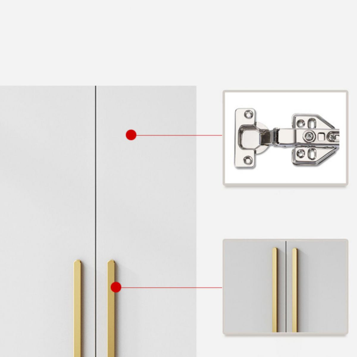 Witte kleur houten garderobe zachte close deur garderobe kast met kledingstaaf