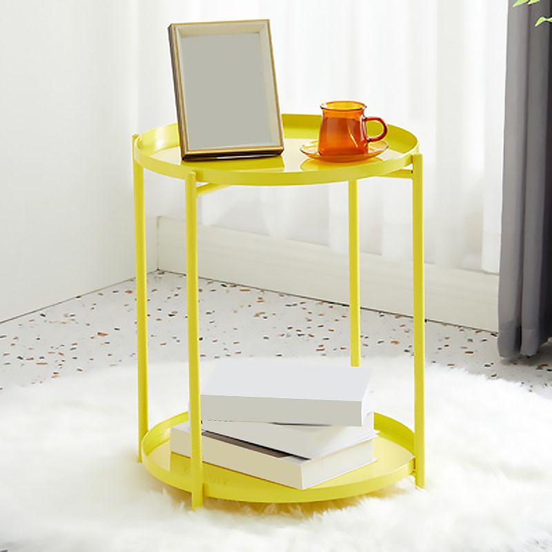 Mid-Century Modern Cross Legs Coffee Table with Round Top in Iron Clearhalo 'Coffee & Accent Tables' 'Coffee Tables' 'coffee_tables' 'furn' 'furn_coffee_tables' 'Furniture' 'Living Room Furniture' 1200x1200_ba2672ca-d0b6-46ee-9490-f0b68a143d61