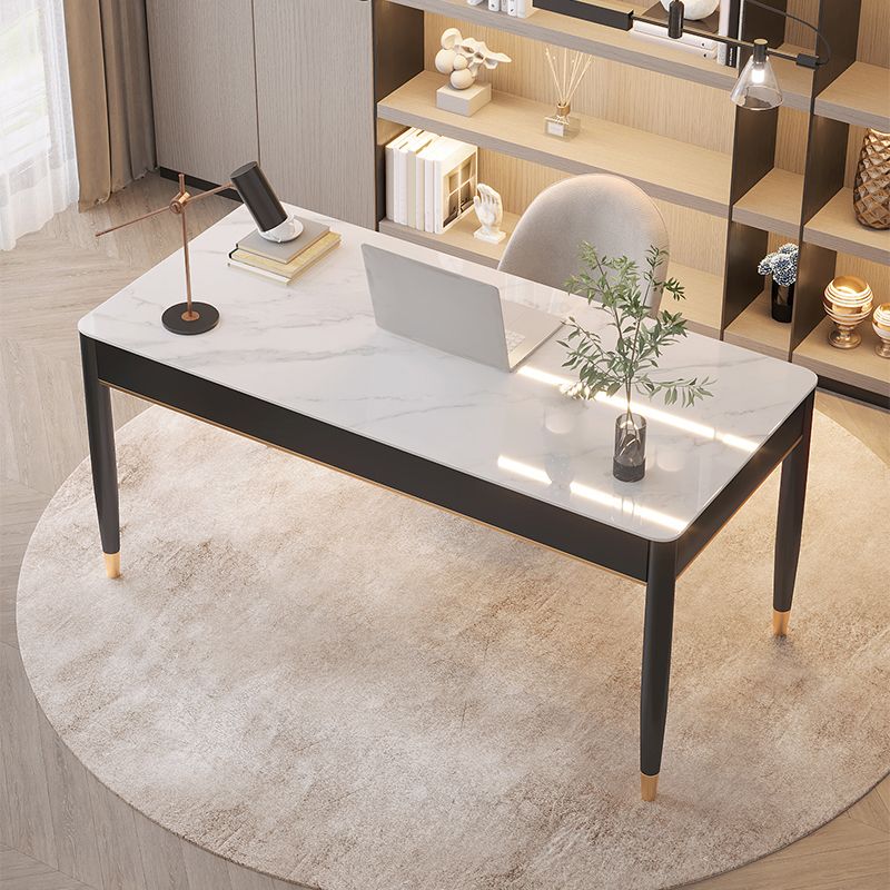 Contemporary Stone Office Desk 2 Drawers Parsons Base Writing Desk Clearhalo 'furn' 'furn_office_desk' 'Furniture' 'Office Desks' 'Office Furniture' 'office_desk' 1200x1200_ba2d45e2-e3fa-4400-a20c-dc3e9592b964