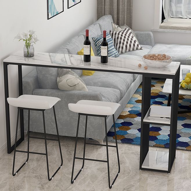 Stone Bar Dining Table Modern Bar Table with Double Pedestal for Living Room Dining Room Clearhalo 'Bar Furniture' 'Bar Tables' 'bar_tables' 'furn' 'furn_bar_tables' 'Furniture' 'furniture_bar_tables' 'Kitchen & Dining Furniture' 1200x1200_ba2e28c5-f426-414c-9fd9-03c367e8bcaf
