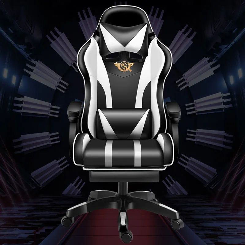 Swivel gamingstoel met zwarte nylon frame moderne computerbureau stoel met wielen