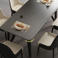 Mesa de comedor rectangular 4 Mesa de comedor de piernas en marco negro para cocina